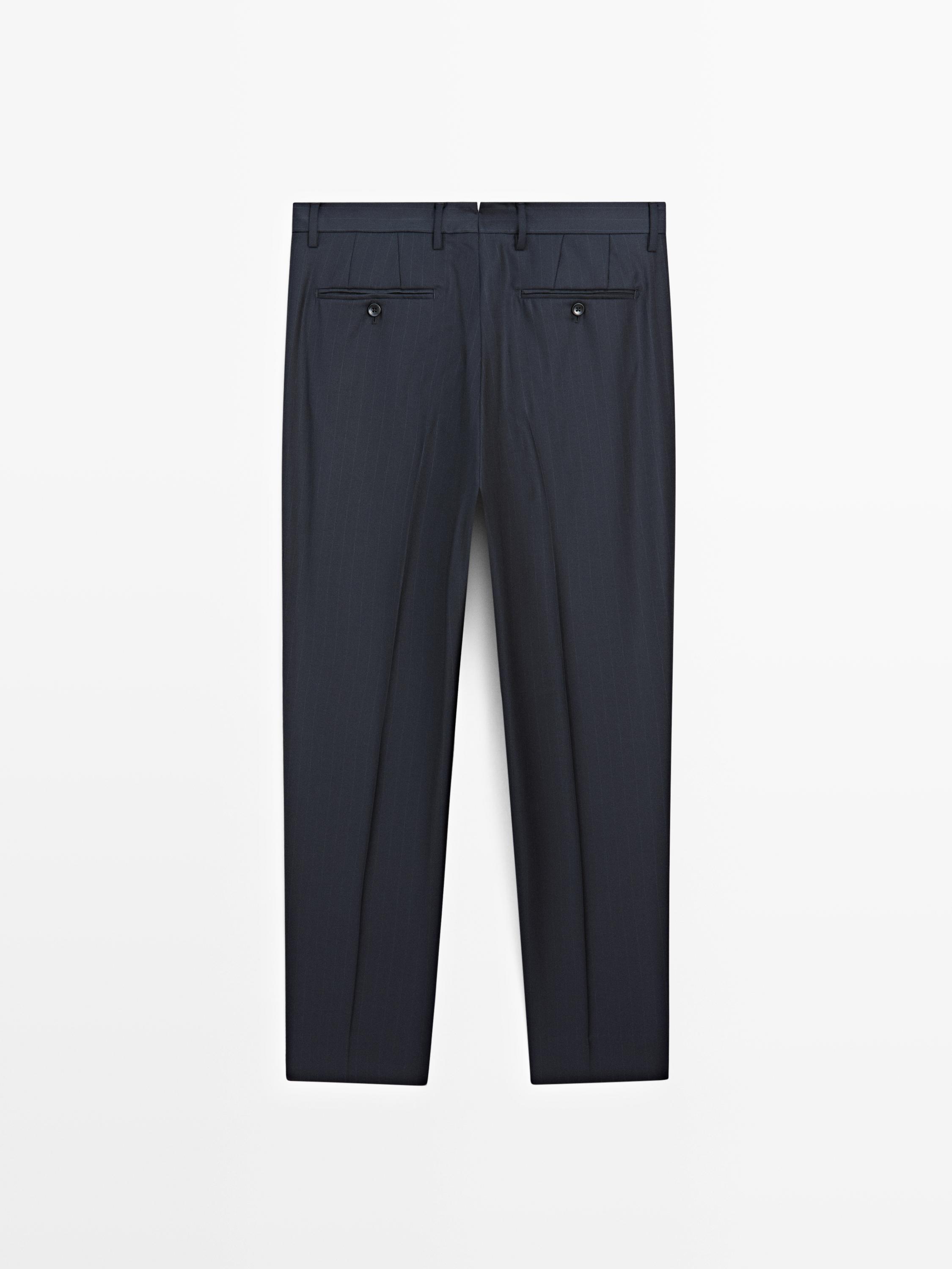 Pantalon de costume à rayures en laine froide
